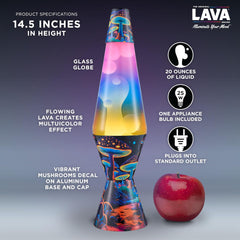Lava The Original Lamp - 14.5 Trippy Shrooms – Classic Liquid Motion Lamp - Tri-Colored Globe and Black Base - Item #2361 (Amazon Exclusive)