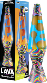 Lava The Original Lamp - 14.5 Splattered Distortion – Classic Liquid Motion Lamp - Orange Wax and Blue Liquid - Item #2427 (Amazon Exclusive)