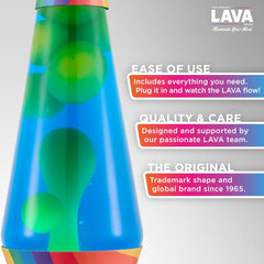 Lava The Original Lamp - 14.5 Warped Rainbow – Classic Liquid Motion Lamp - Yellow Wax and Blue Liquid - Item #2713 (Amazon Exclusive)