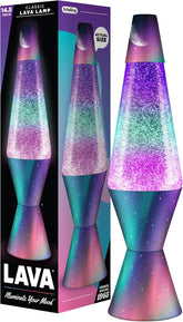 Lava® Lamp - 14.5 Polar Glimmer - The Original Motion Light - Silver Glitter. Multicolor Base and Globe - Item #2048 (Amazon Exclusive)