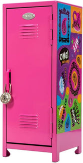 Schylling Girls Talk Pink Mini Locker - 11.25 Decorative Metal Storage Locker with 17 Mix-and-Match Magnets. Lock. and Keys - Ages 4-12