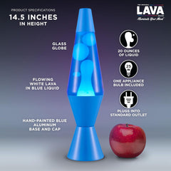 Lava The Original Lamp - New 14.5 Cerulean Blue – Classic Liquid Motion Lamp - White Wax and Blue Liquid - Item #2362 (Amazon Exclusive)