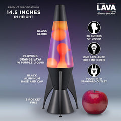 Lava The Original Lamp - 14.5 Evenfall – Retro Rocket Liquid Motion Lamp - Yellow Wax and Purple Liquid - Item #2391 (Amazon Exclusive)