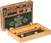 Schylling Shut the Box - Family Game of Strategy and Chance - Includes Collectible Wooden Game Box. Felt Bottom. Rounded Dice. and Detailed Instructions - Ages 6 and Up