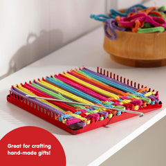 Schylling Metal Pot Holder Loom Kit - Classic Durable Weaving Frame to Make Pot Holders - Includes Loom. Hook. Instructions. and 80 Colorful Cotton Loops - Ages 5 and Up