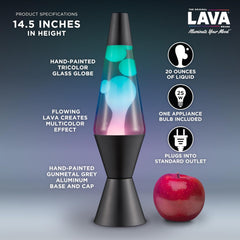 The Original Lava® Lamp - 14.5 Gunmetal Grey - Classic Liquid Motion Lamp - Tri-Colored Green/Blue/Purple - Item #2098 (Amazon Exclusive)