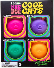 Schylling NeeDoh Cool Kitten Teenie Needoh 4 Pack - Sensory Squeeze Toy - 1.5 in Diameter - Colors May Vary