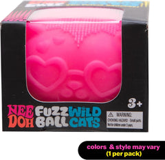 Schylling Needoh Wild Cats Fuzz Ball - Sensory Squeeze Toy - Colors May Vary