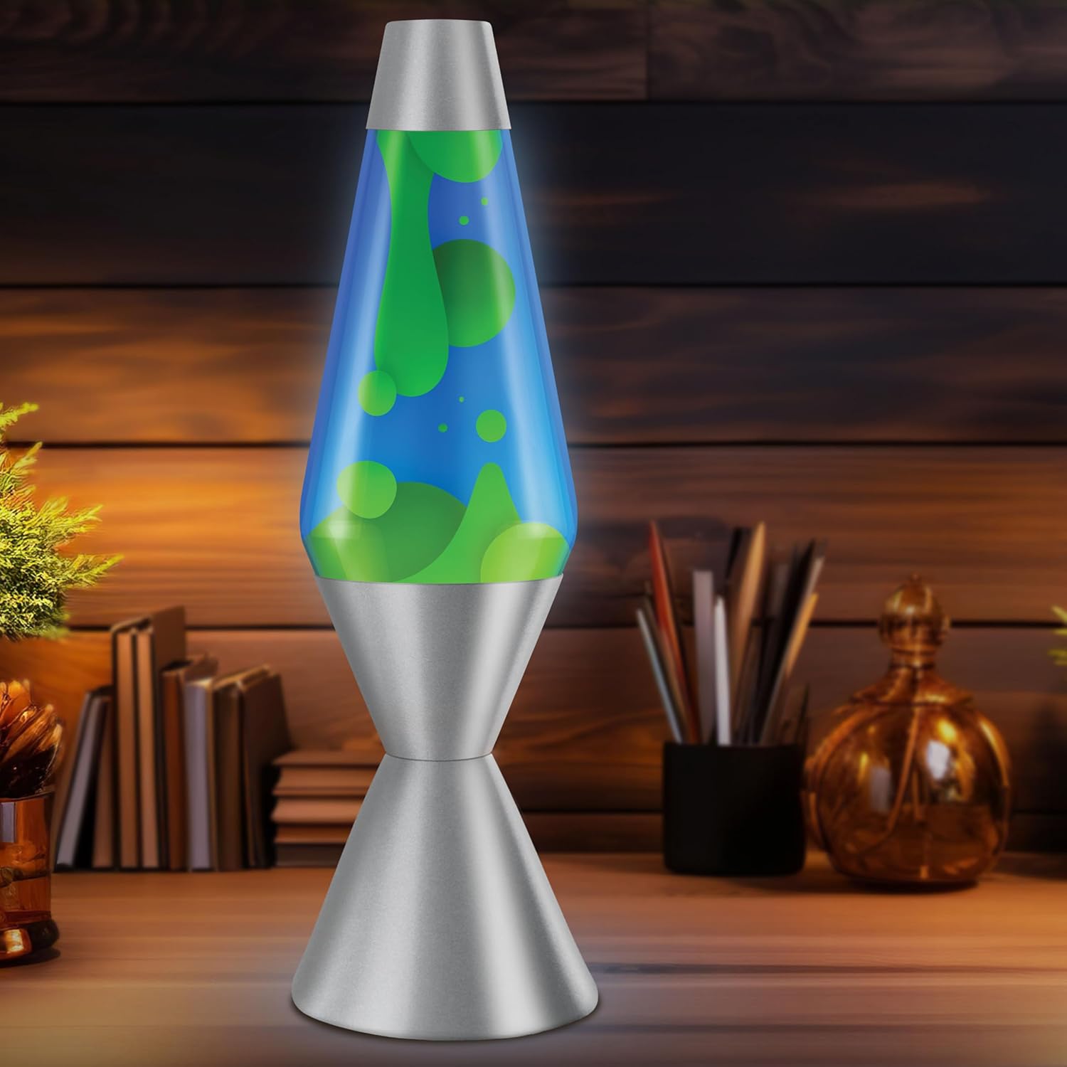 Lava The Original Lamp - 16.3 Emerald Tide – Classic Liquid Motion Lamp - Yellow Wax and Blue Liquid - Item #5139 (Amazon Exclusive)