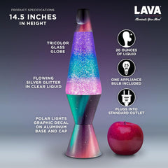 Lava® Lamp - 14.5 Polar Glimmer - The Original Motion Light - Silver Glitter. Multicolor Base and Globe - Item #2048 (Amazon Exclusive)