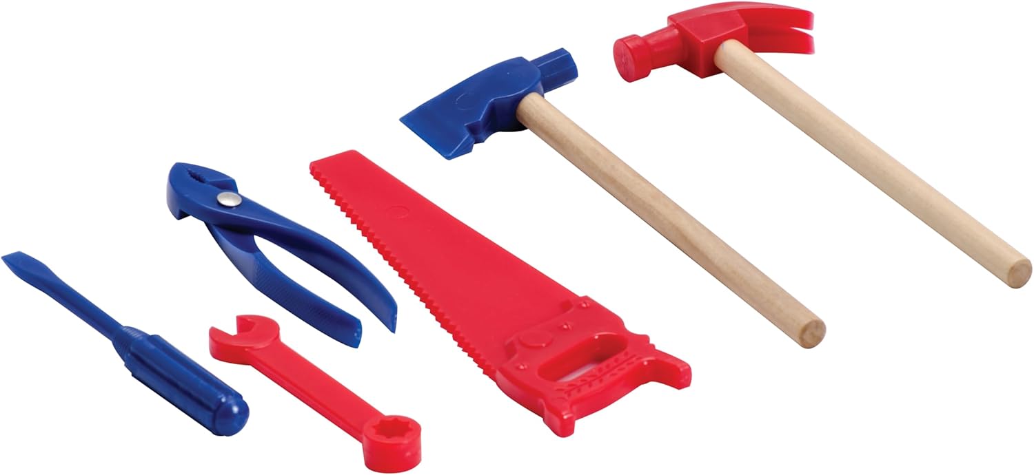 Schylling Toy Tin Tool Box with Tools - Metal Case Including 6 Tools - Ages 3+