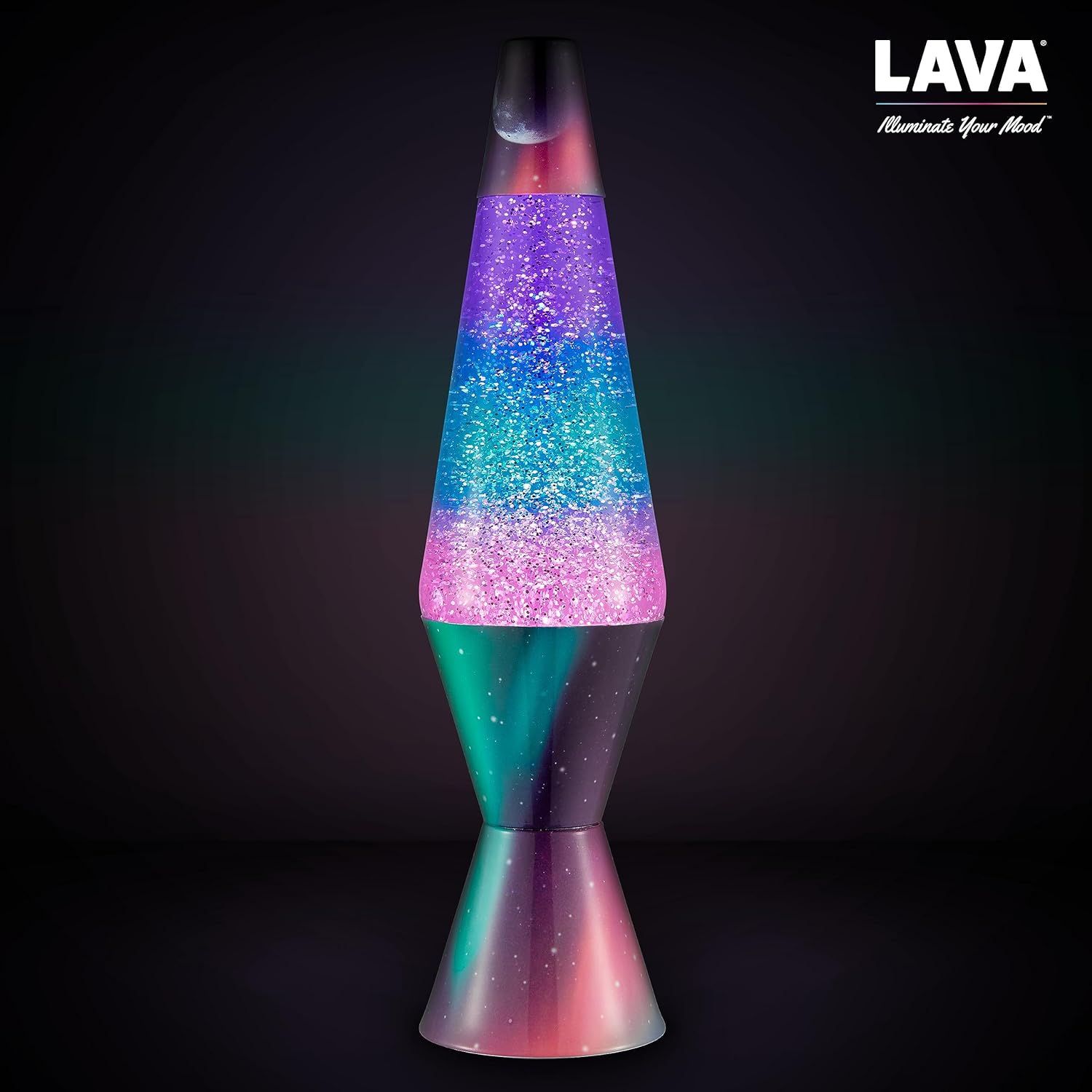 Lava® Lamp - 14.5 Polar Glimmer - The Original Motion Light - Silver Glitter. Multicolor Base and Globe - Item #2048 (Amazon Exclusive)