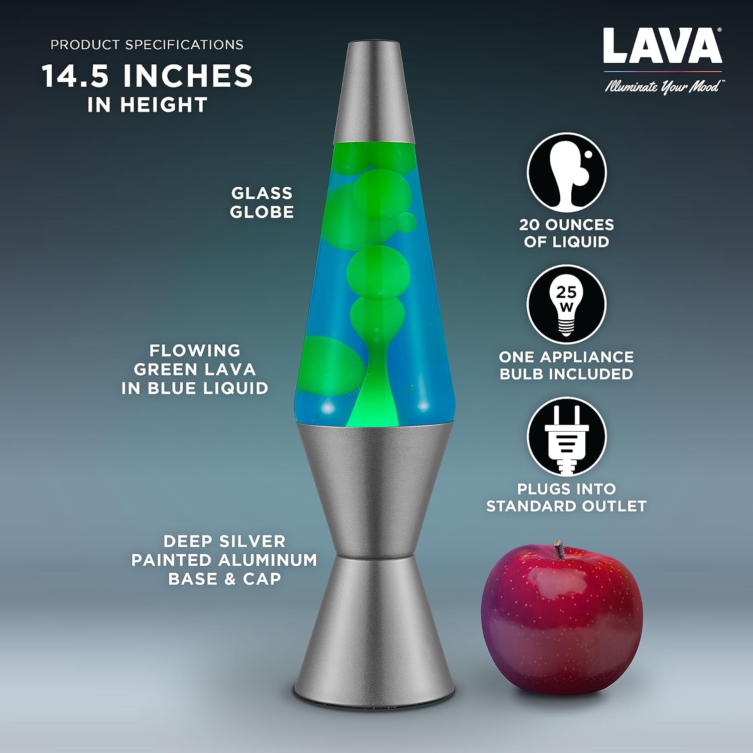 Lava® Lamp - 14.5 Deep Ocean - The Original Motion Light - Yellow/Green Wax and Blue Liquid - Item #2634 (Amazon Exclusive)