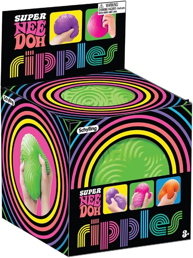 Schylling: Ripples Super NeeDoh - Surprise Style! (1) 4.25 Toy in Assorted Neon Colors & Textures. Doh-Filled. Stress Reliever. Squish-Squeeze-Pull