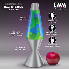 Lava The Original Lamp - 16.3 Emerald Tide – Classic Liquid Motion Lamp - Yellow Wax and Blue Liquid - Item #5139 (Amazon Exclusive)