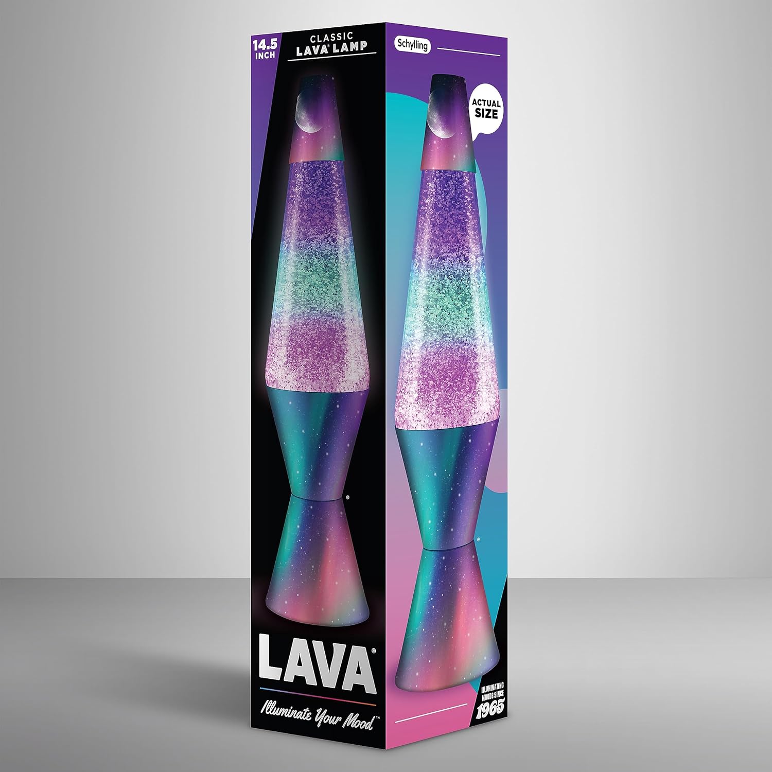 Lava® Lamp - 14.5 Polar Glimmer - The Original Motion Light - Silver Glitter. Multicolor Base and Globe - Item #2048 (Amazon Exclusive)