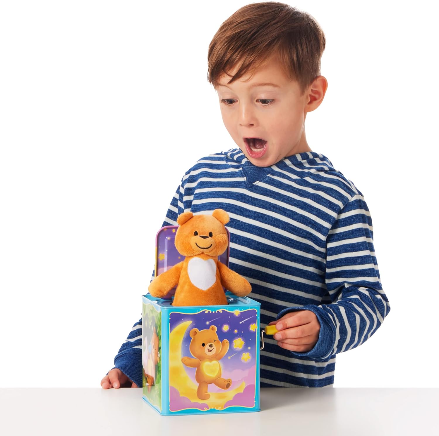 Schylling-Teddy Bear Pop N Glow Jack in The Box-18+mo-TPGJB. Small