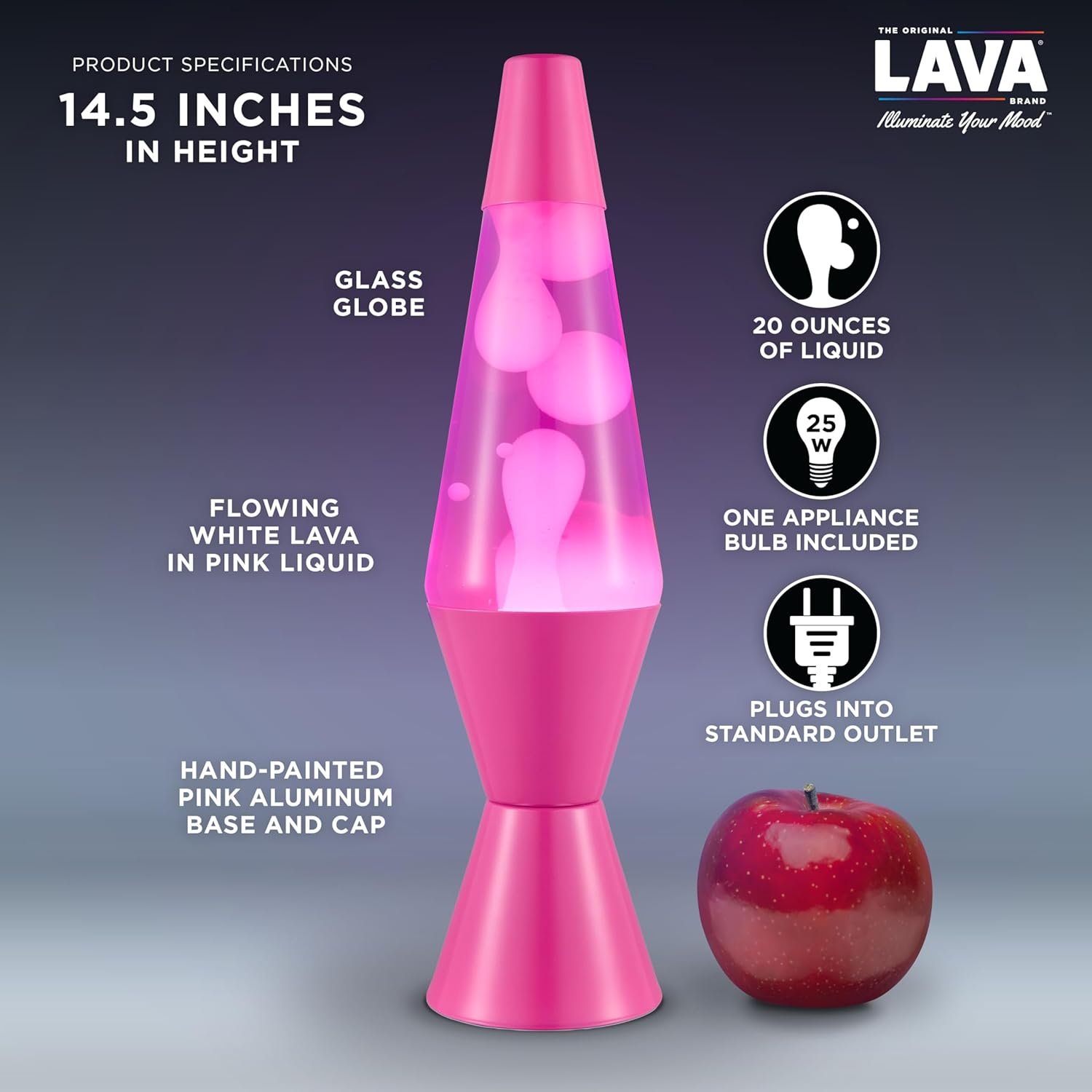 Lava The Original Lamp - New 14.5 Wild Pink – Classic Liquid Motion Lamp - White Wax and Pink Liquid - Item #2361 (Amazon Exclusive)