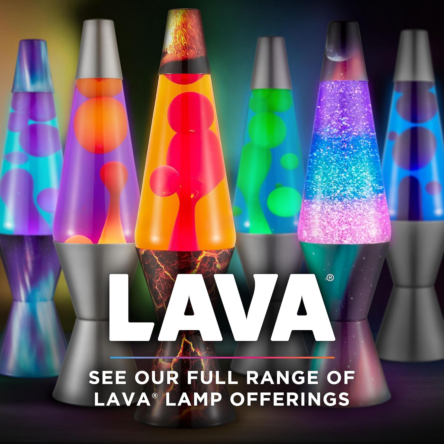 Lava® Lamp - 14.5 Polar Glimmer - The Original Motion Light - Silver Glitter. Multicolor Base and Globe - Item #2048 (Amazon Exclusive)