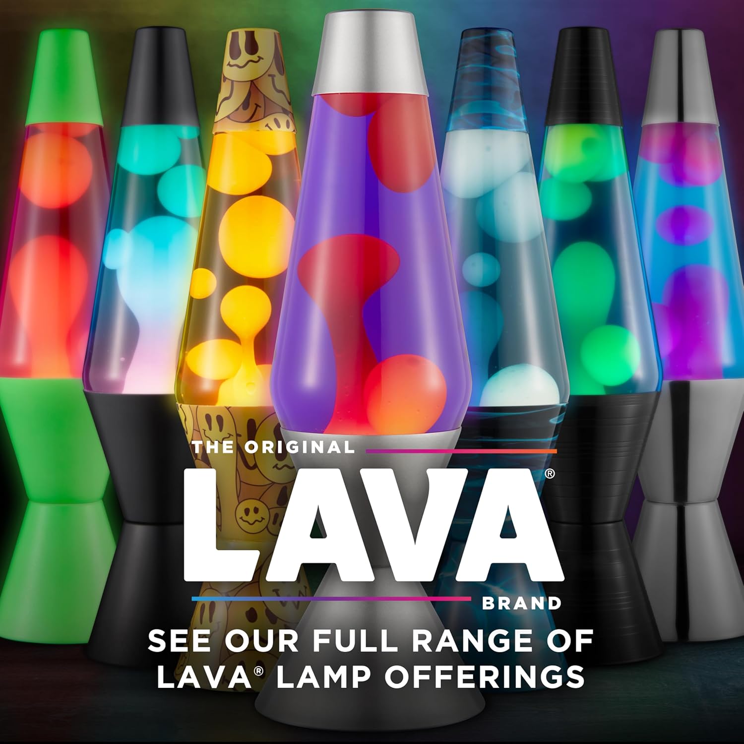 The Original Lava® Lamp - 14.5 Gunmetal Grey - Classic Liquid Motion Lamp - Tri-Colored Green/Blue/Purple - Item #2098 (Amazon Exclusive)
