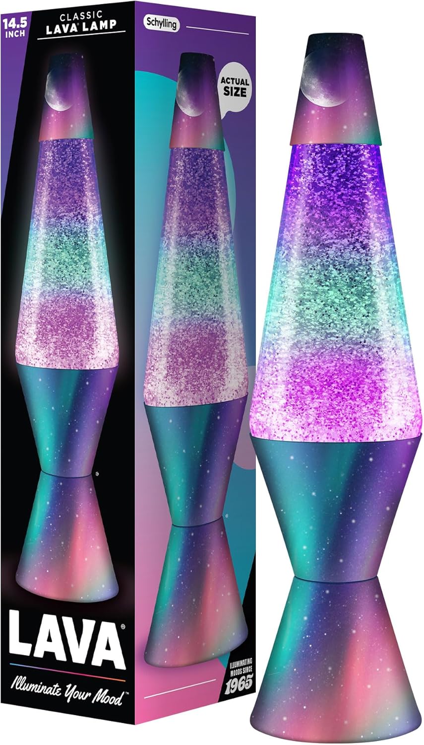 Lava® Lamp - 14.5 Polar Glimmer - The Original Motion Light - Silver Glitter. Multicolor Base and Globe - Item #2048 (Amazon Exclusive)