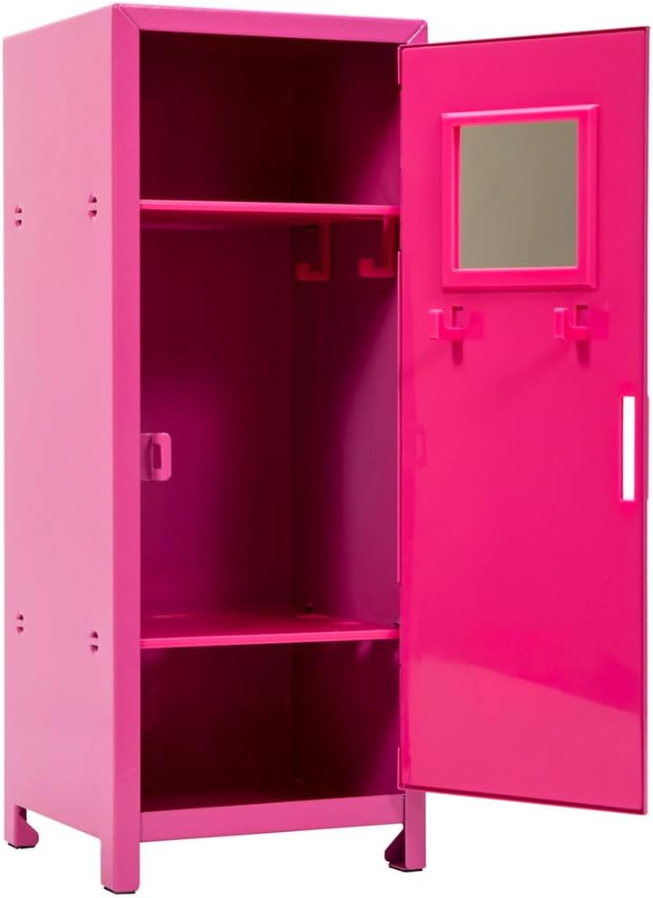 Schylling Girls Talk Pink Mini Locker - 11.25 Decorative Metal Storage Locker with 17 Mix-and-Match Magnets. Lock. and Keys - Ages 4-12