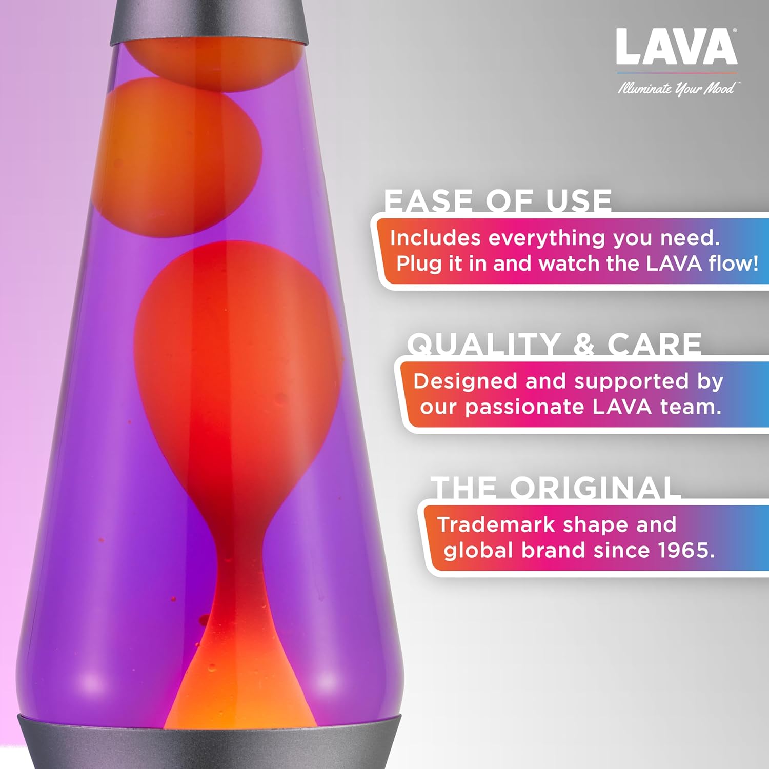Lava® Lamp - 14.5 Purple Sunset - The Original Motion Light - Yellow Wax and Purple Liquid - Item #2635 (Amazon Exclusive)