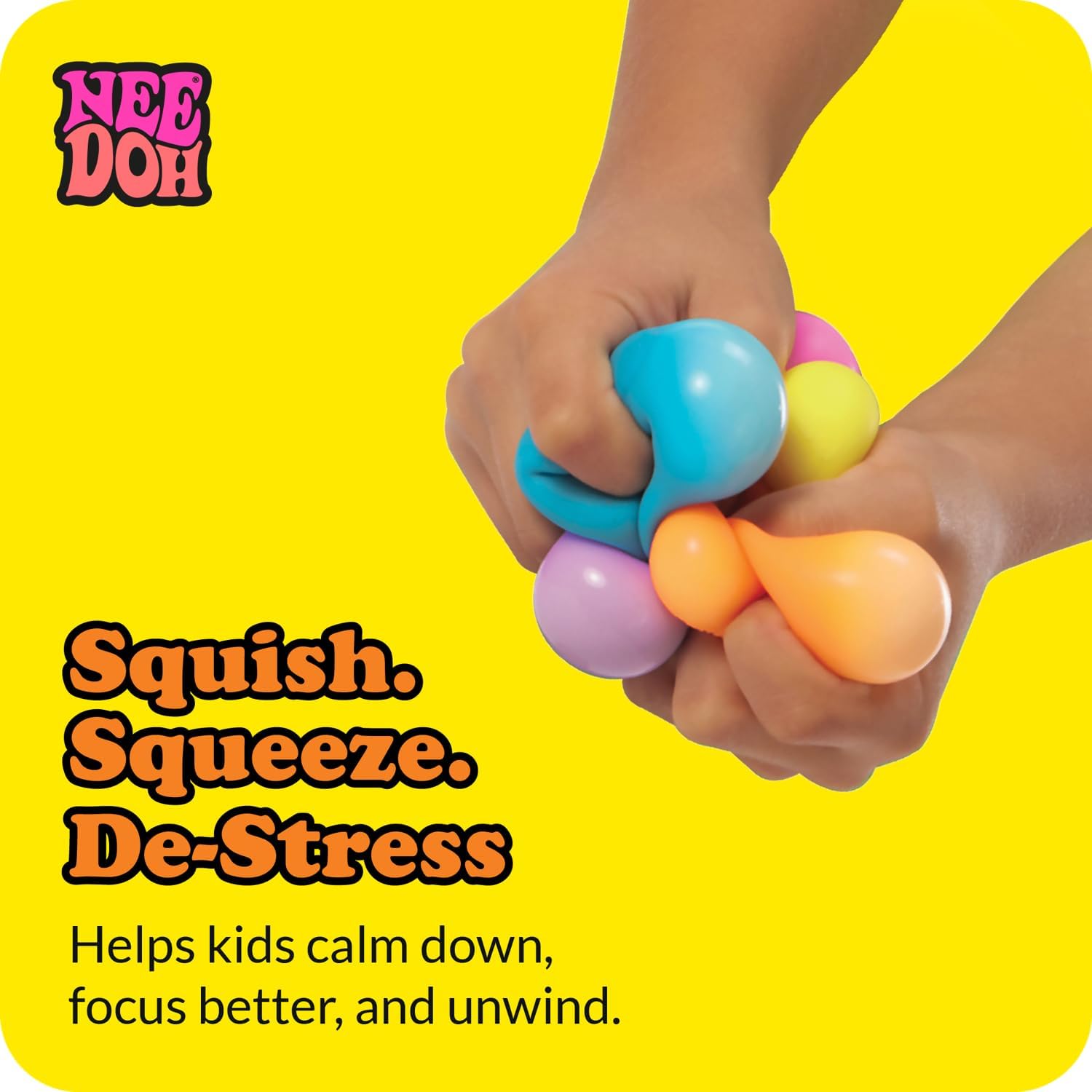 Schylling NeeDoh Rainboh Teenie - Sensory Squeeze Toy - Contains 6 Mini Groovy Globs - 1.5 Wide - Multicolored