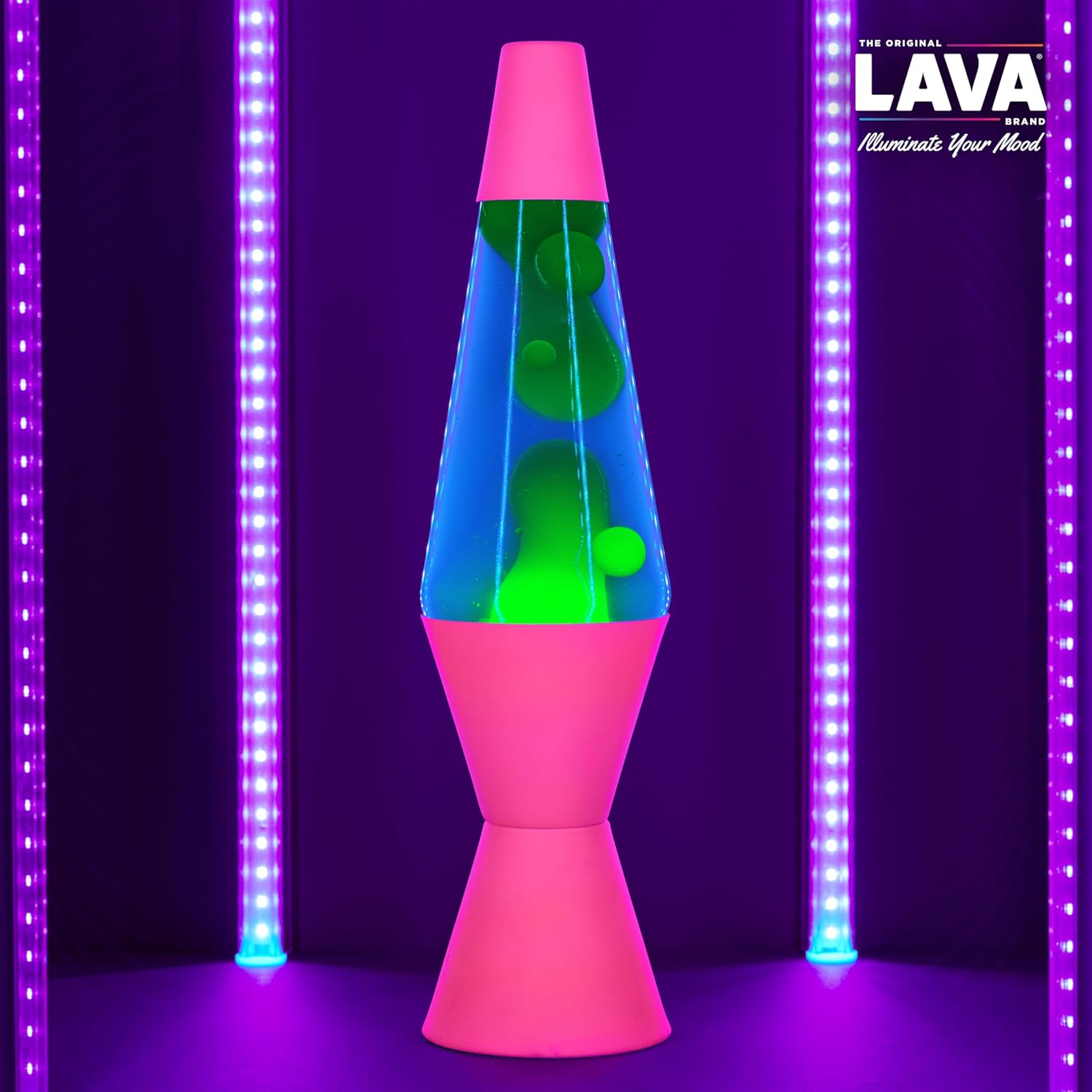Lava The Original Lamp - 14.5 Neon Pink - Classic Liquid Motion Lamp - Green/Yellow and Blue Liquid - Item #2383 (Amazon Exclusive)