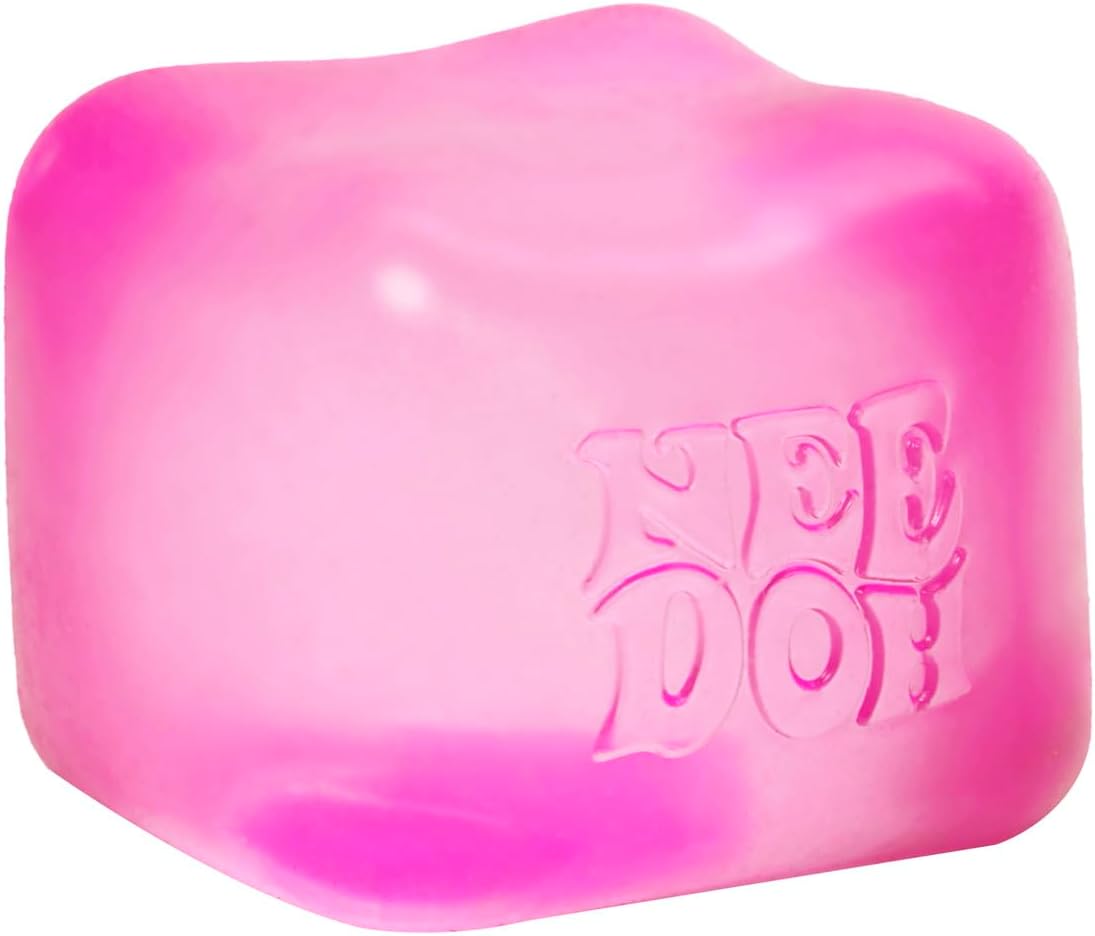 Schylling NeeDoh Nice Cube -Sensory Squeeze Toy with Super Solid Squish - 2.25 Cube - Pink