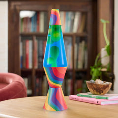 Lava The Original Lamp - 14.5 Warped Rainbow – Classic Liquid Motion Lamp - Yellow Wax and Blue Liquid - Item #2713 (Amazon Exclusive)
