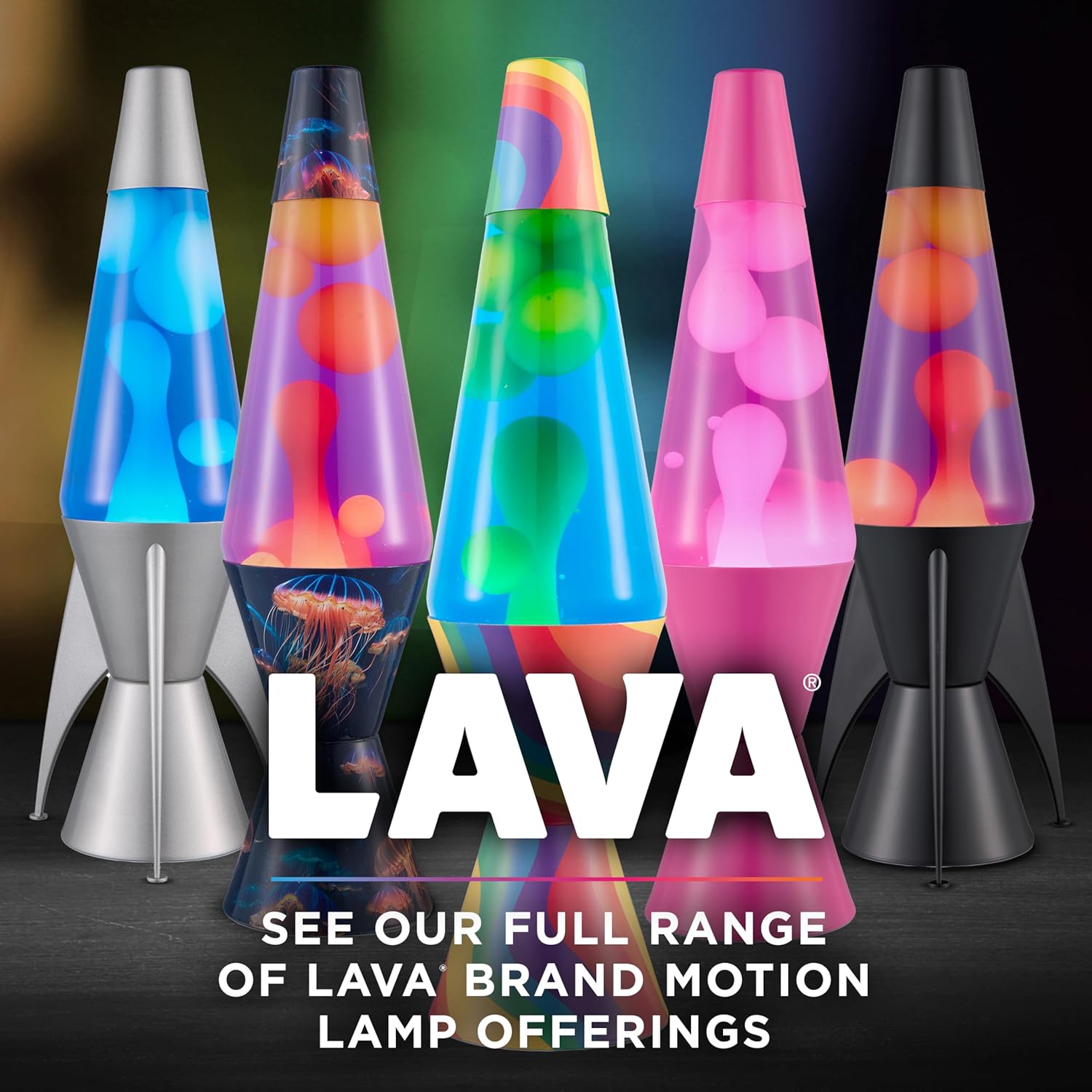 Lava The Original Lamp - 14.5 Evenfall – Retro Rocket Liquid Motion Lamp - Yellow Wax and Purple Liquid - Item #2391 (Amazon Exclusive)