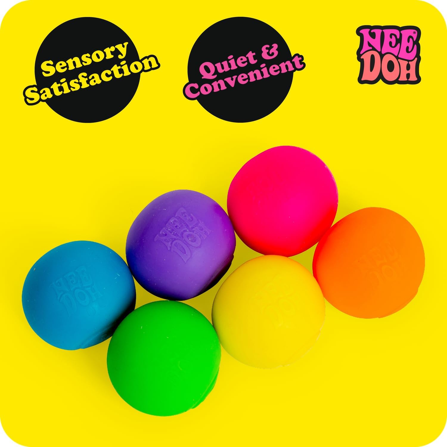 Schylling NeeDoh Rainboh Teenie - Sensory Squeeze Toy - Contains 6 Mini Groovy Globs - 1.5 Wide - Multicolored