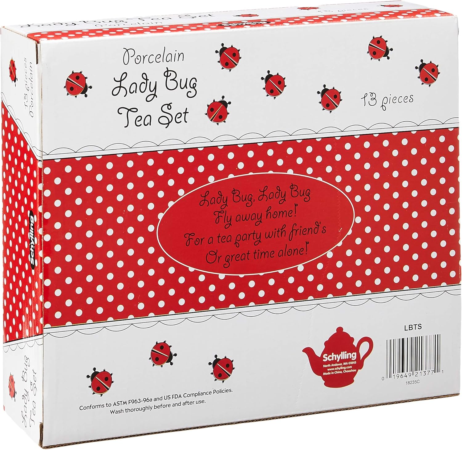 Schylling Ladybug Porcelain Tea Set . White