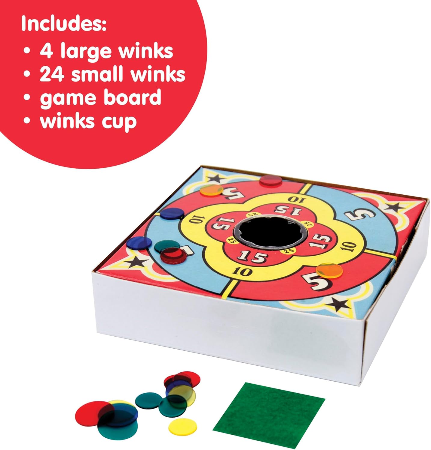 Schylling Tiddledy Winks - Classic Game for the Whole Family - Includes Game Board. Cup. and Winks - Ages 3 and Up