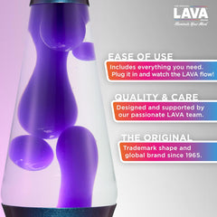 Lava The Original Lamp - 14.5 Black Iris – Classic Liquid Motion Lamp - Purple Wax and Clear Liquid - Item #2425 (Amazon Exclusive)