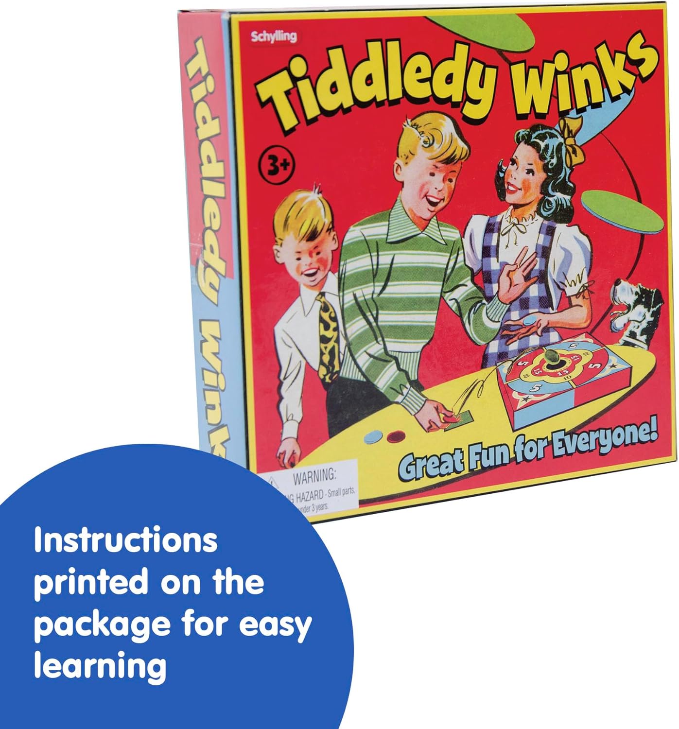 Schylling Tiddledy Winks - Classic Game for the Whole Family - Includes Game Board. Cup. and Winks - Ages 3 and Up