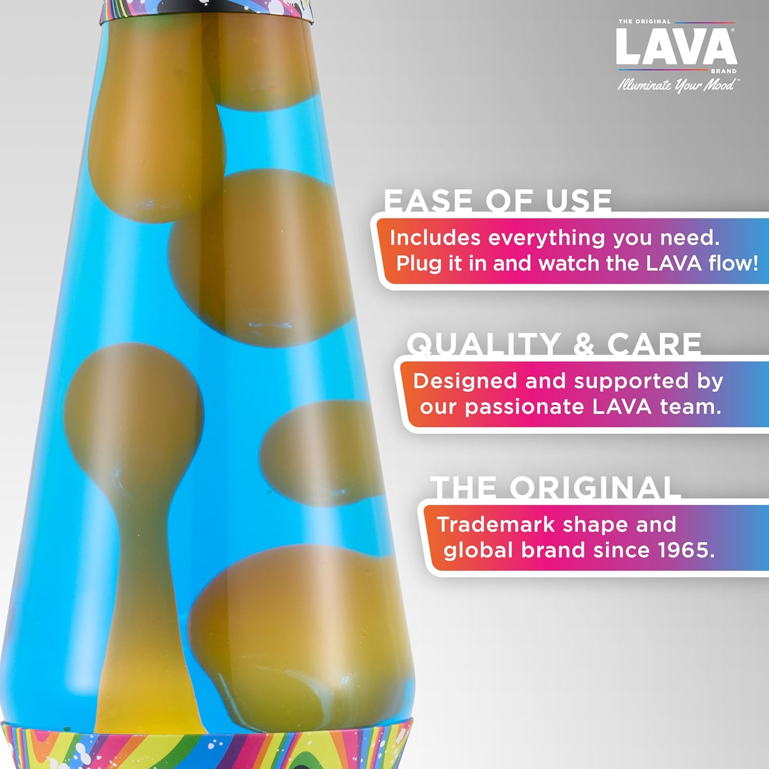 Lava The Original Lamp - 14.5 Splattered Distortion – Classic Liquid Motion Lamp - Orange Wax and Blue Liquid - Item #2427 (Amazon Exclusive)