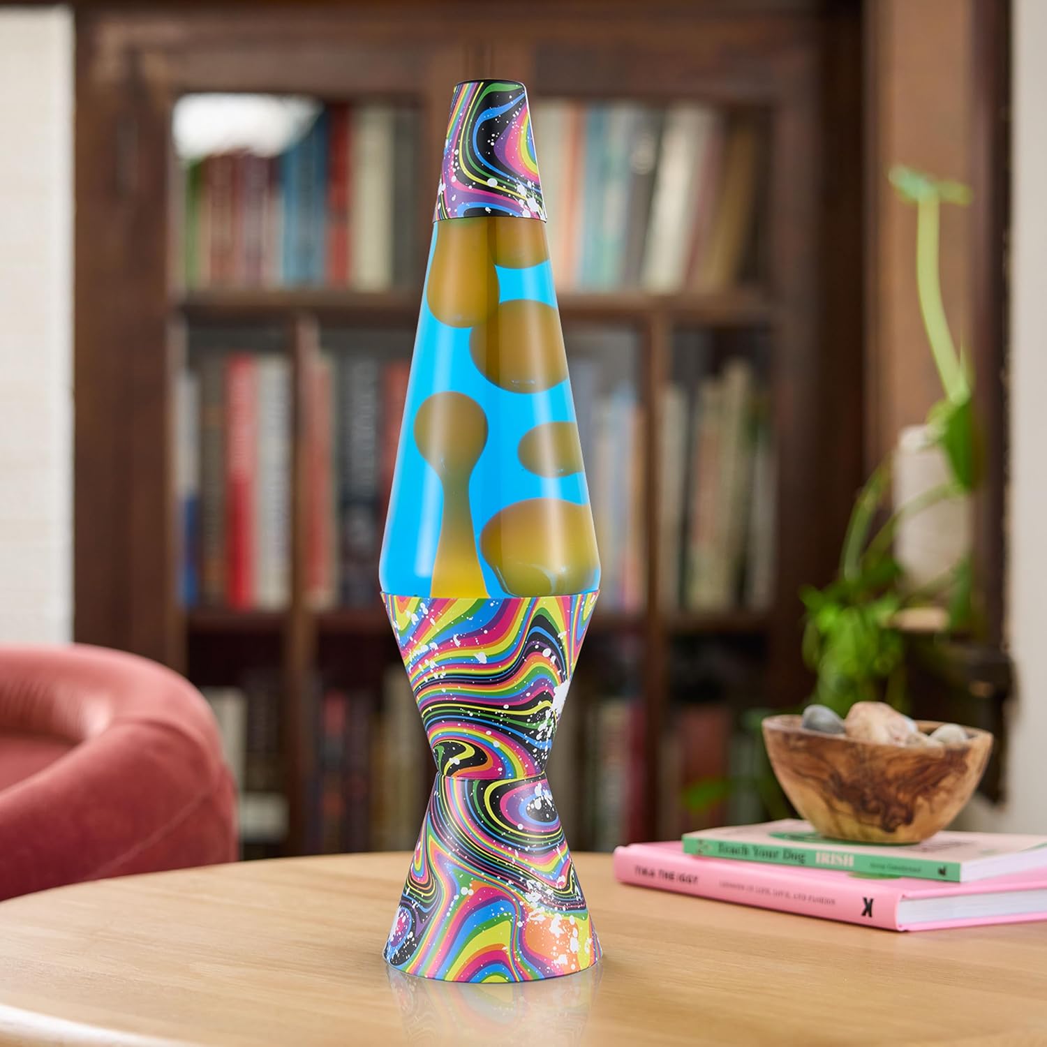 Lava The Original Lamp - 14.5 Splattered Distortion – Classic Liquid Motion Lamp - Orange Wax and Blue Liquid - Item #2427 (Amazon Exclusive)