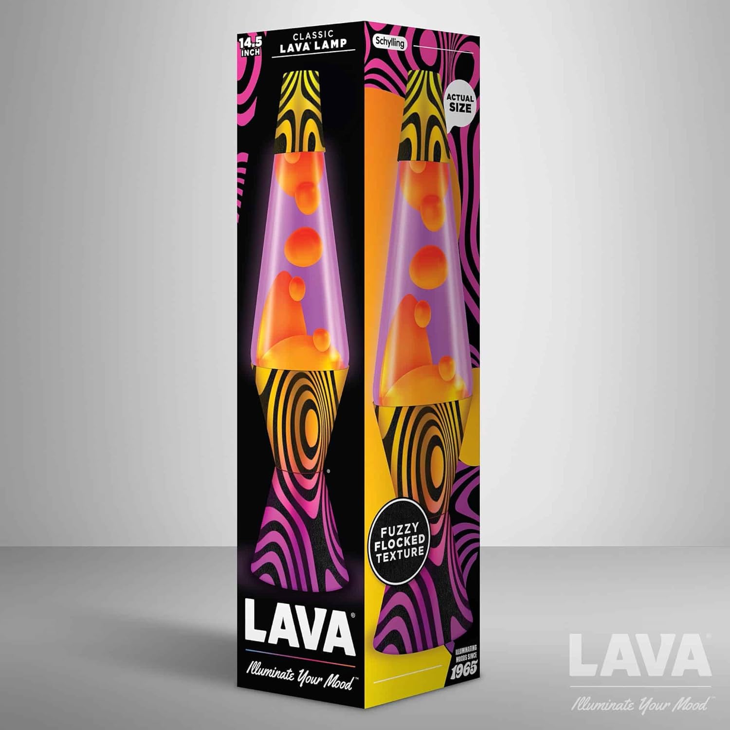 Lava® Lamp - 14.5'' Groovy Gradient Flocked Base - The Original Motion Light - Yellow Wax and Purple Liquid - Item #2015