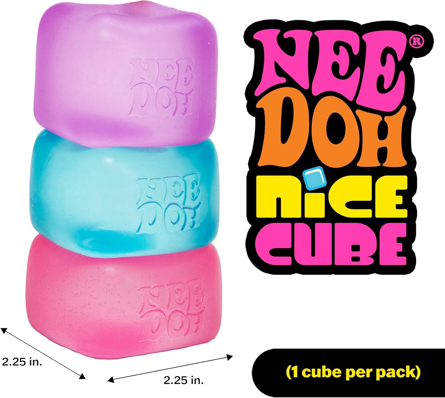 Schylling NeeDoh Nice Cube -Sensory Squeeze Toy with Super Solid Squish - 2.25 Cube (Purple)